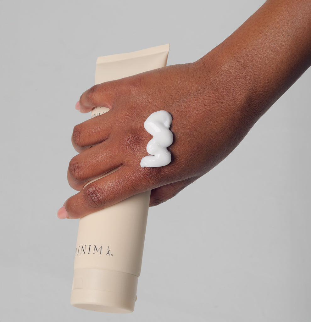 MinimLA Sandalwood Body Cream on hand